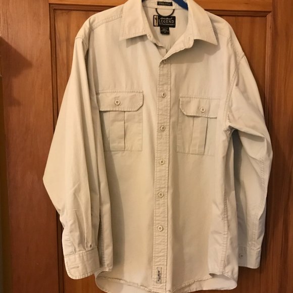 Vintage Men's Eddie Bauer Legend Elkhorn Shirt, Khaki, Long Sleeve, Size M/L - Picture 1 of 8